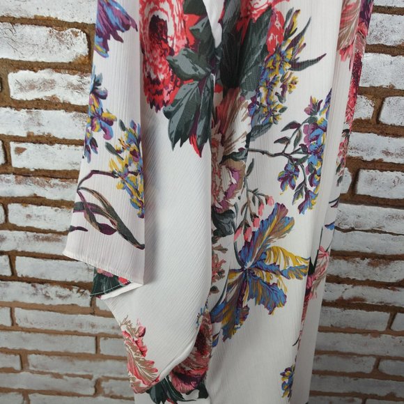 Open Front Caftan Duster Size S/M Floral Print - Picture 6 of 9